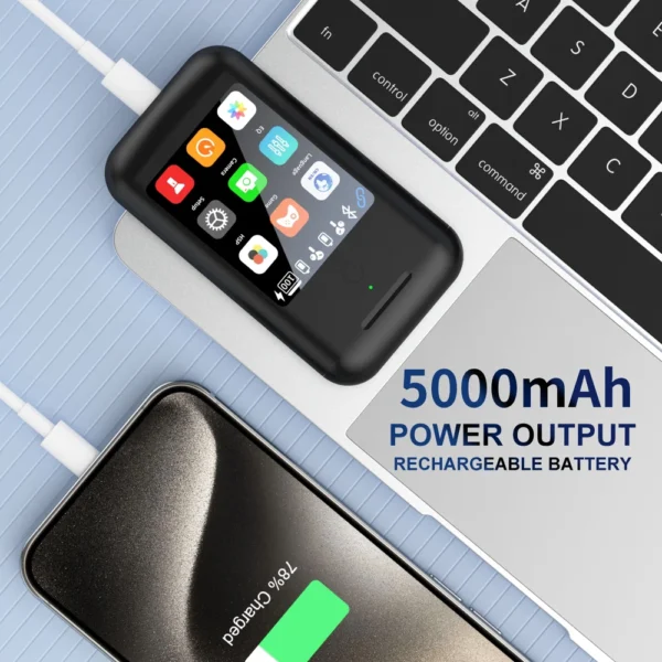 TF20 Box 3-in-1 Earbuds with Power Bank & Multimedia Display Noise Reduction, Touch Control, & Customizable Screen